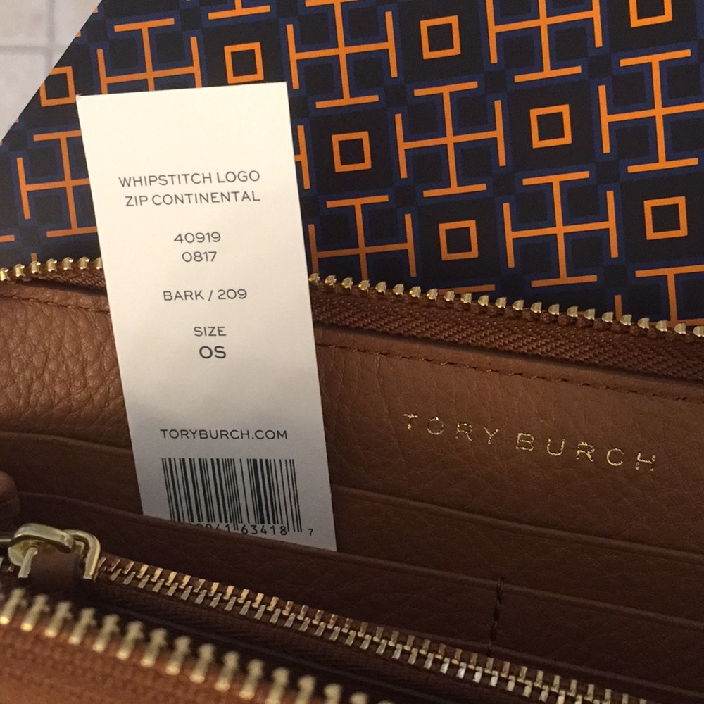 🆕Tory Burch Whipstitch Logo wallet in color BARK - Picture 6 of 8